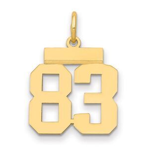 14k Yellow Gold, Athletic Collection, Small Polished Number 83 Pendant